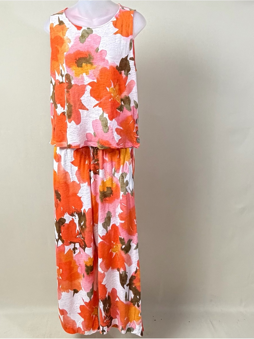 Floral Two-Piece Lounge Set - Pink & Orange
